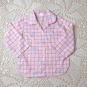 Vintage 1990s Baby Togs Girls 3t Pink Grid Plaid Letter Print Button Down Shirt